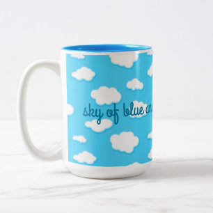 sky of blue and fluffy white clouds - mug