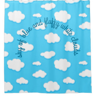 sky of blue and fluffy white sky - shower curtain