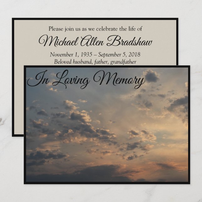 Sky of Clouds Memorial Service Announcement (Front/Back)