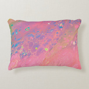 Sky on Venus Coral Pink Galaxy Acrylic Pour Decorative Cushion