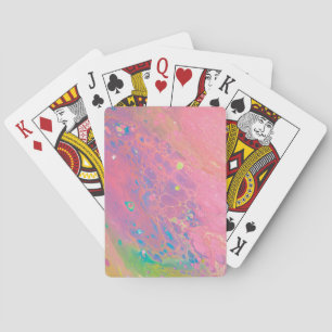 Sky on Venus Coral Pink Galaxy Acrylic Pour Playing Cards