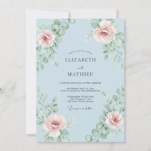 Sky Petal Foliage Wedding Invitation