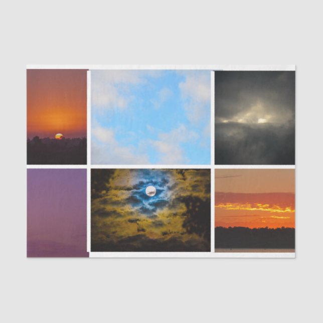 Sky Photos Sunset Sky Clouds Full Moon Purple Tissue Paper (Front)