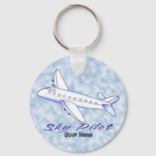 Sky Pilot Blue Aeroplane Key Ring