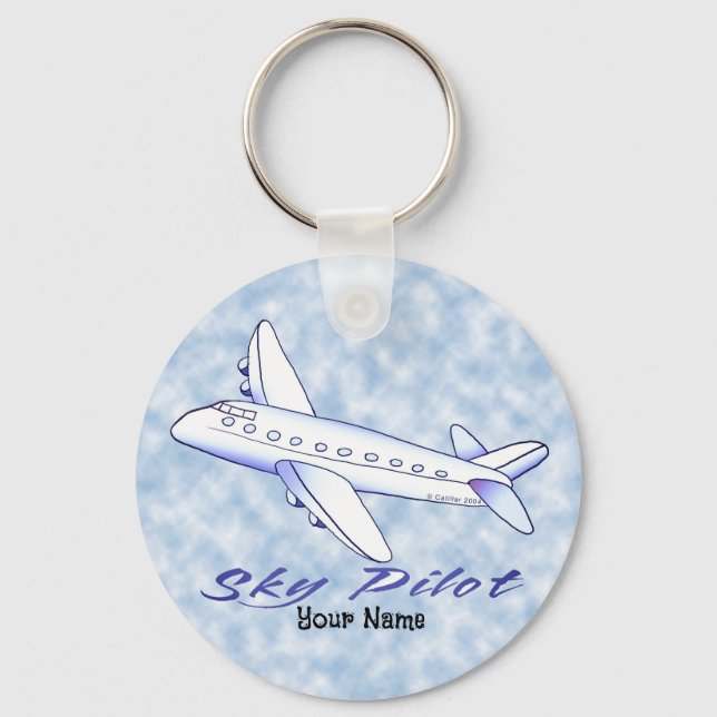 Sky Pilot Blue Aeroplane Key Ring (Front)