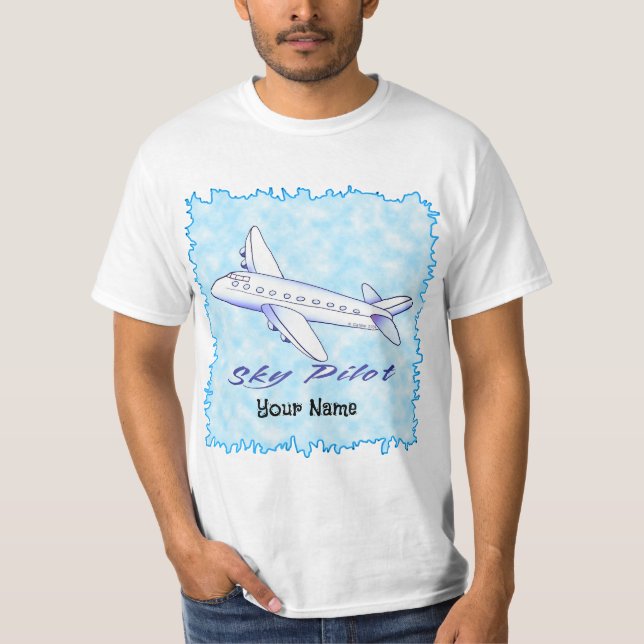 Sky Pilot Blue Aeroplane  T-Shirt (Front)