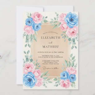 Sky Pink Painted Wedding Invitation