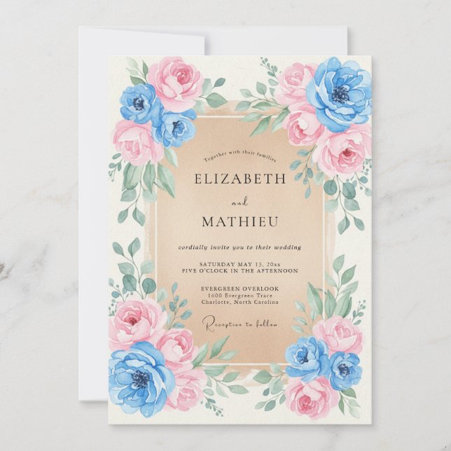 Sky Pink Painted Wedding Invitation (Front)