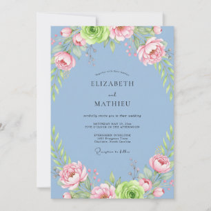 Sky Pink Peony Wedding Invitation