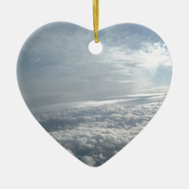 Sky, Plane View, Beautiful Clouds Ceramic Tree Decoration (Front)