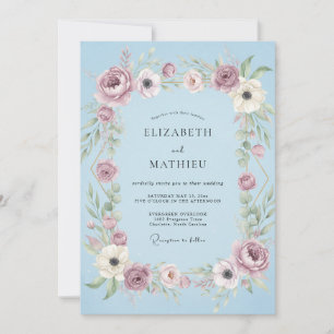 Sky Plum Anemone Wedding Invitation