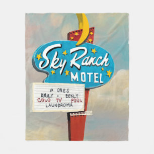 Sky Ranch Motel Sign Fleece Blanket