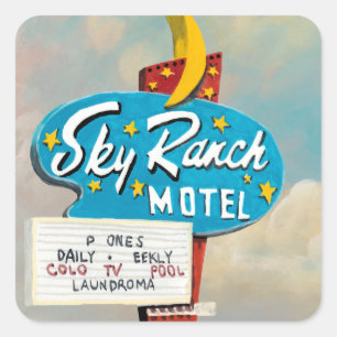 Sky Ranch Motel Sign Square Sticker