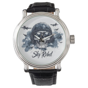 Sky Rebel Skull with Pilot Helmet and Sunglasses Watch