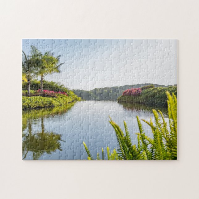 Sky Reflected In Still Tropical Lake Jigsaw Puzzle (Horizontal)