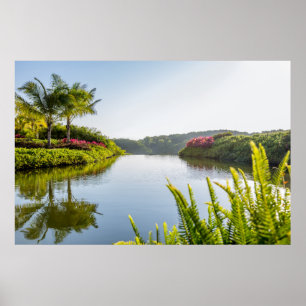 Sky Reflected In Still Tropical Lake Poster