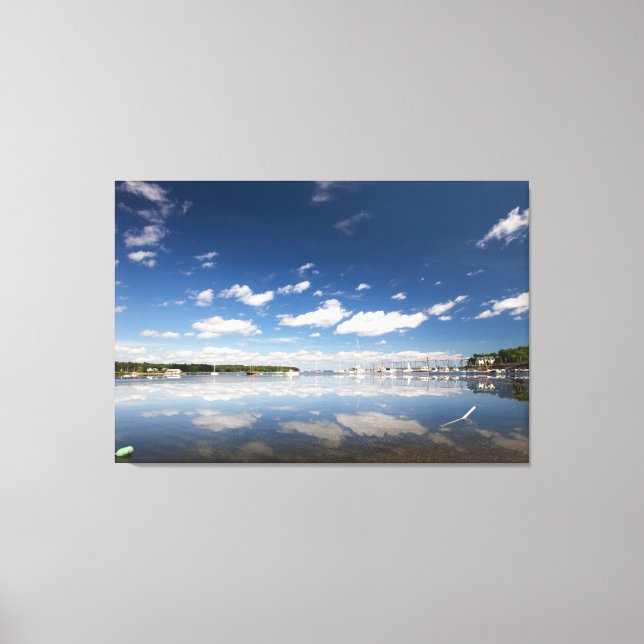 Sky Reflection at the Harbour of Belfast, Maine Canvas Print (Front)