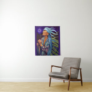 Sky Road Walker Native American Fantasy Art   Tapestry