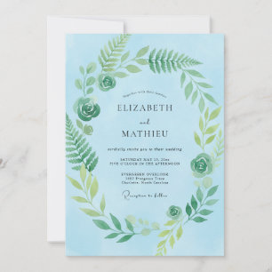 Sky Sage Fern Wedding Invitation