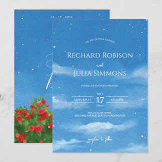 SKY Save The Date Invitation /Watercolor Sky Cloud