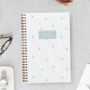 Sky   Scattered Cherry Pinstripe Personalized Notebook