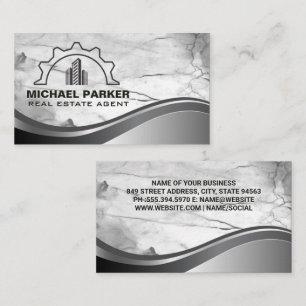 Sky Scraper Buildings   Marble Metal Background Business Card