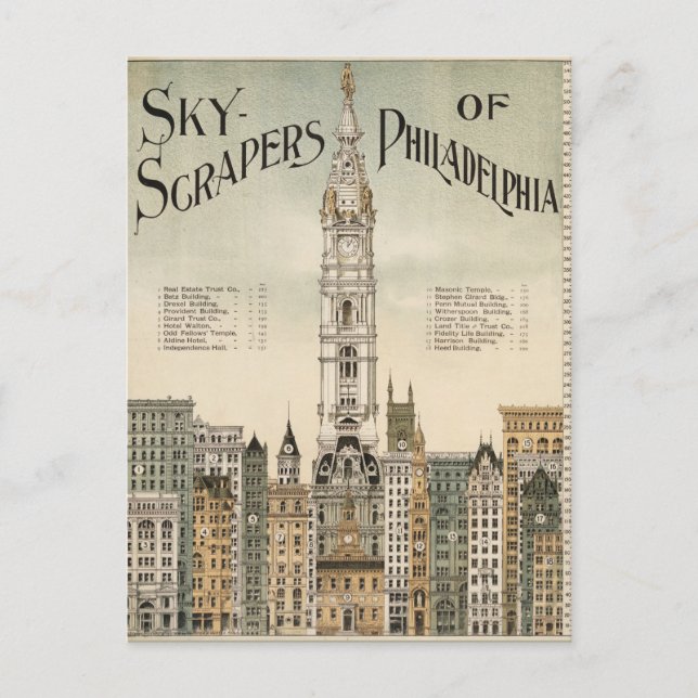 Sky Scrapers of Philadelphia Postcard (Front)
