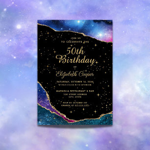 Sky Stars Celestial 50th Birthday Invitation