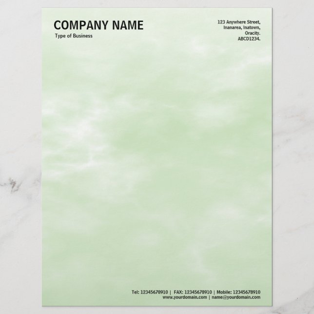 Sky Texture 01 Light Green Custom Letterhead (Front)