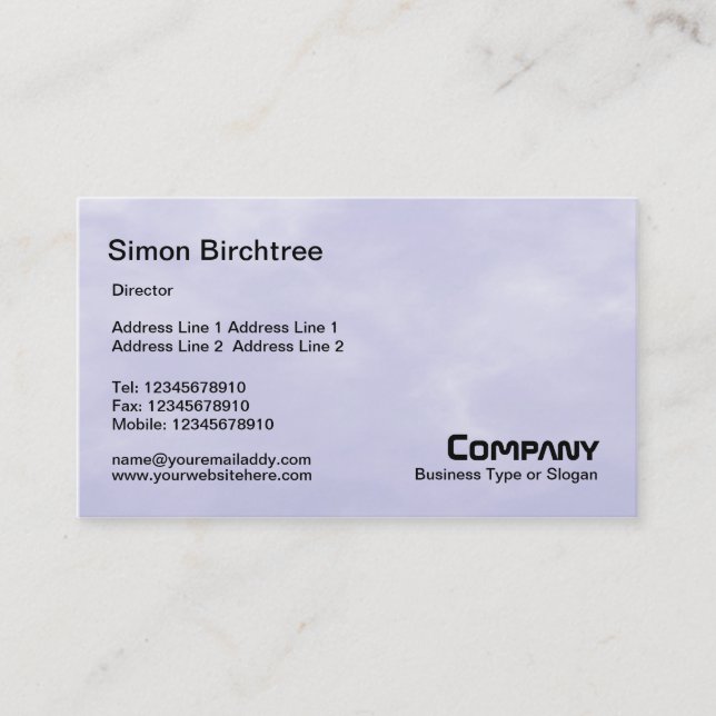 Sky Texture 01 - Light Purple Blue Business Card (Front)