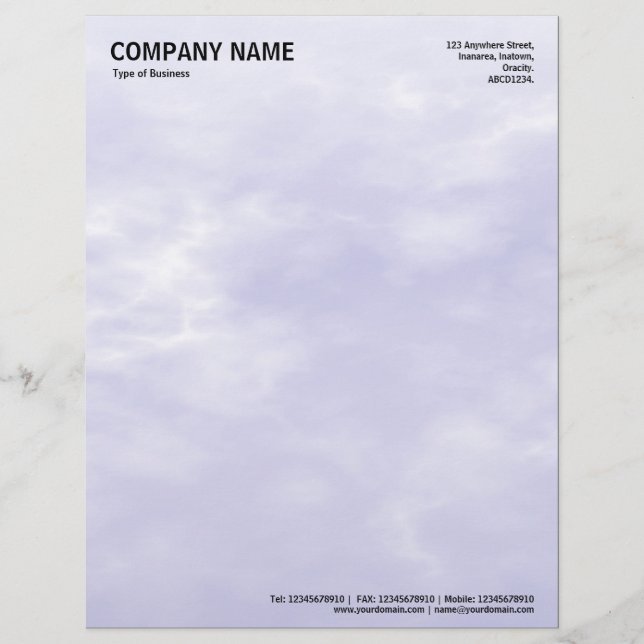 Sky Texture 01 Light Purple Letterhead Template (Front)
