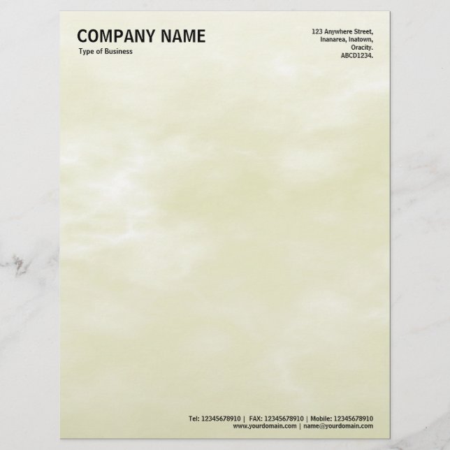 Sky Texture 01 Light Yellow Customised Letterhead (Front)