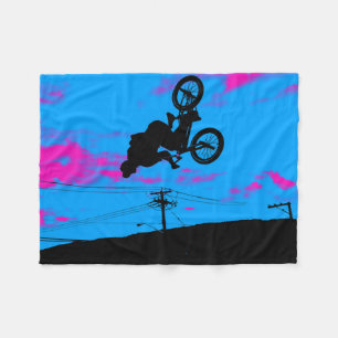 Sky Trekking - BMX Rider Fleece Blanket