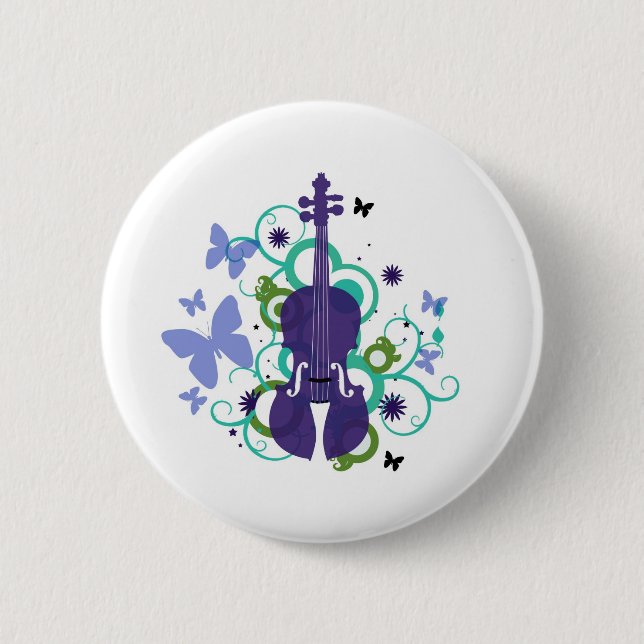 Sky Violin Design 6 Cm Round Badge (Front)