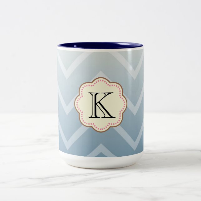 Sky White Chevron Two-Tone Coffee Mug (Center)