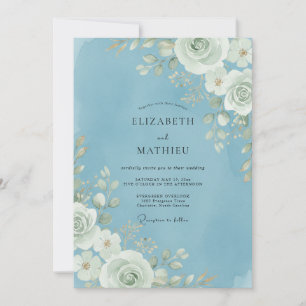 Sky White Foliage Eucalyptus Wedding Invitation