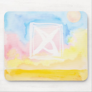 Sky with bright field and shapes mouse mat
