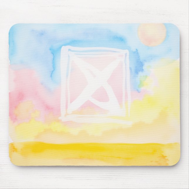 Sky with bright field and shapes mouse mat (Front)