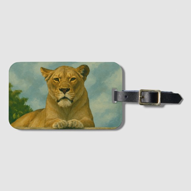 Skybound Grace – Lioness on the Ledge Tag (Front Horizontal)