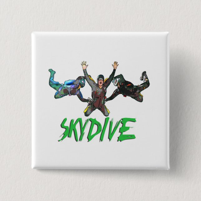 Skydive - Green Text 15 Cm Square Badge (Front)