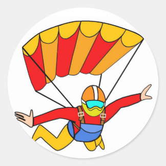 Skydive Red Yello Parachute Classic Round Sticker