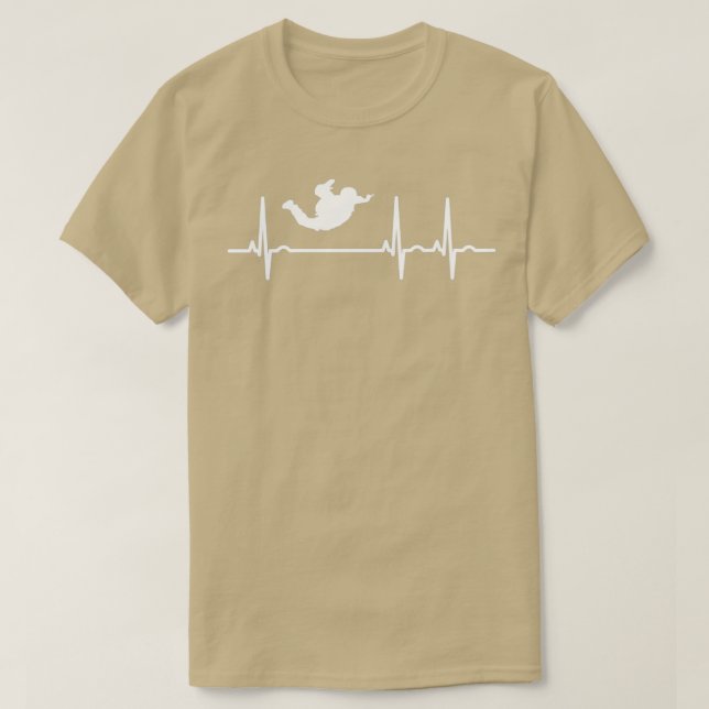 Skydive Skydiving Parachuting Parachute EKG T-Shirt (Design Front)