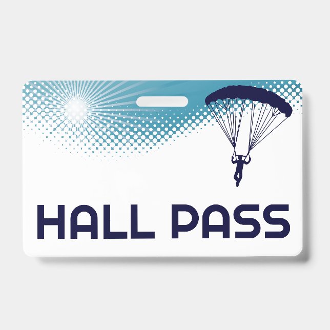 Skydive Teacher Hall Pass  ID Badge (Front)