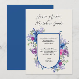Skydiver Blue and Snow White Wedding Invitation