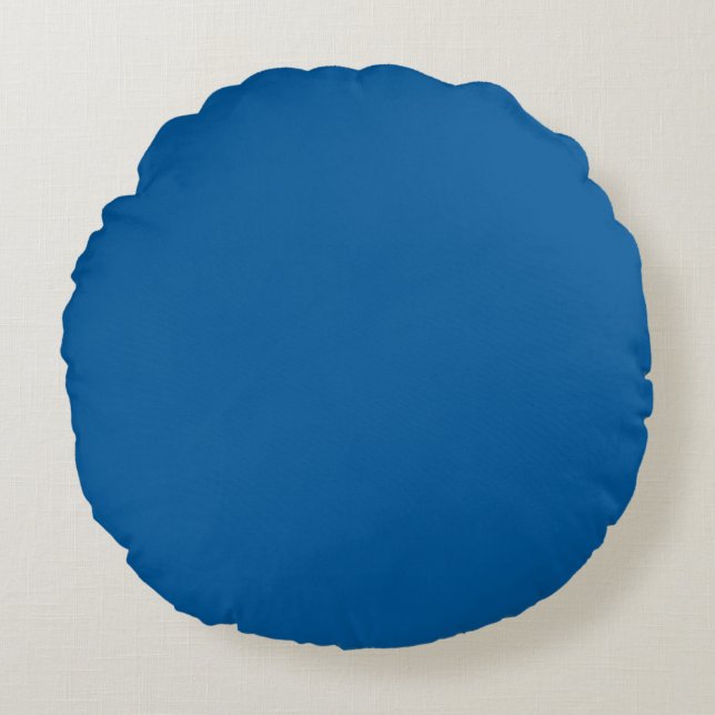 Skydiver Blue, Solid Colour Royal Blue Round Cushion (Front)