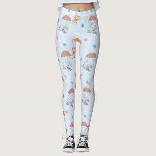 Skydiver Cat Seamless Pattern Leggings