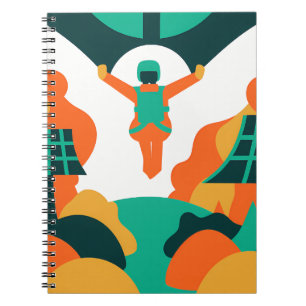Skydiver Descending Over Solar Powered Landscape Notebook