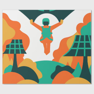 Skydiver Descending Over Solar Powered Landscape Wrapping Paper