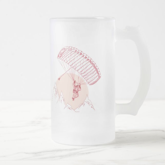 Skydiver Frosted Glass Beer Mug (Right)