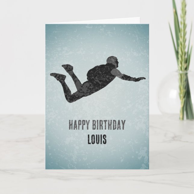 Skydiver on Industrial Metal Look Custom Male Card (Front)